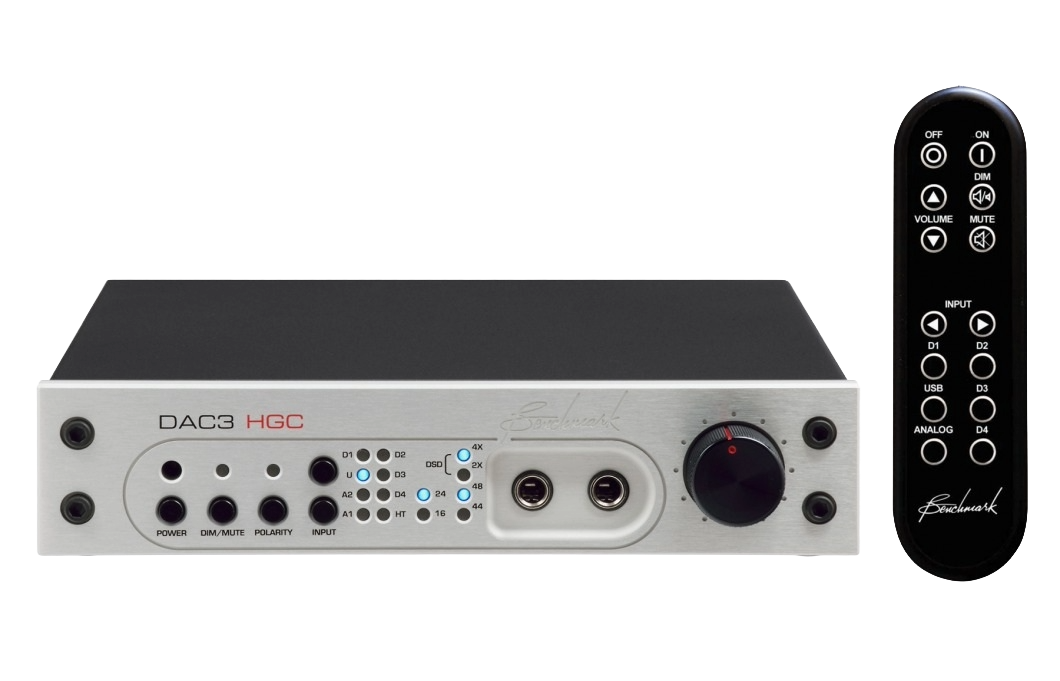 Benchmark DAC3 L Zilver vooraanzicht met afstandsbediening