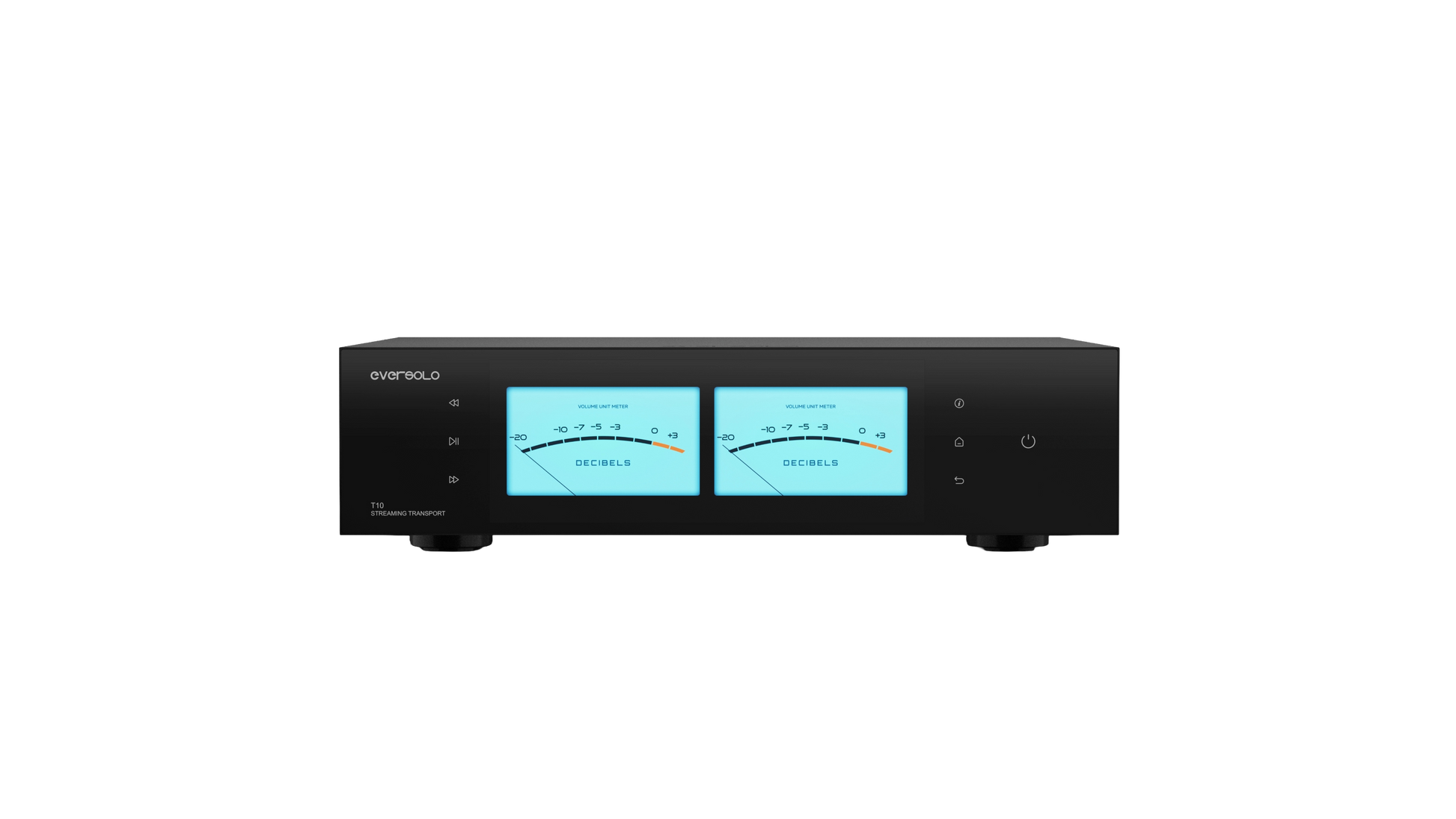 Eversolo T10 streaming transport vooraanzicht VU meters